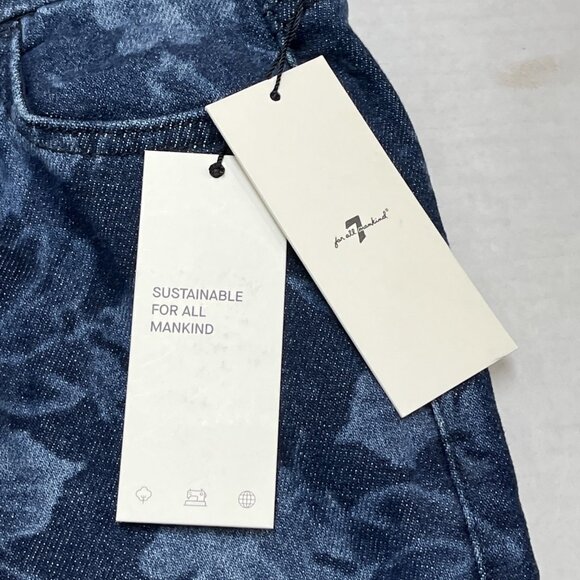 7 For All Mankind Jeans 24 Indigo Fairytale‎ Floral High Rise Skinny Bootcut - Picture 8 of 16